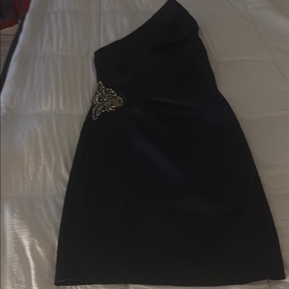 Eliza J Black Strapless Cocktail Dress with Beaded Accent